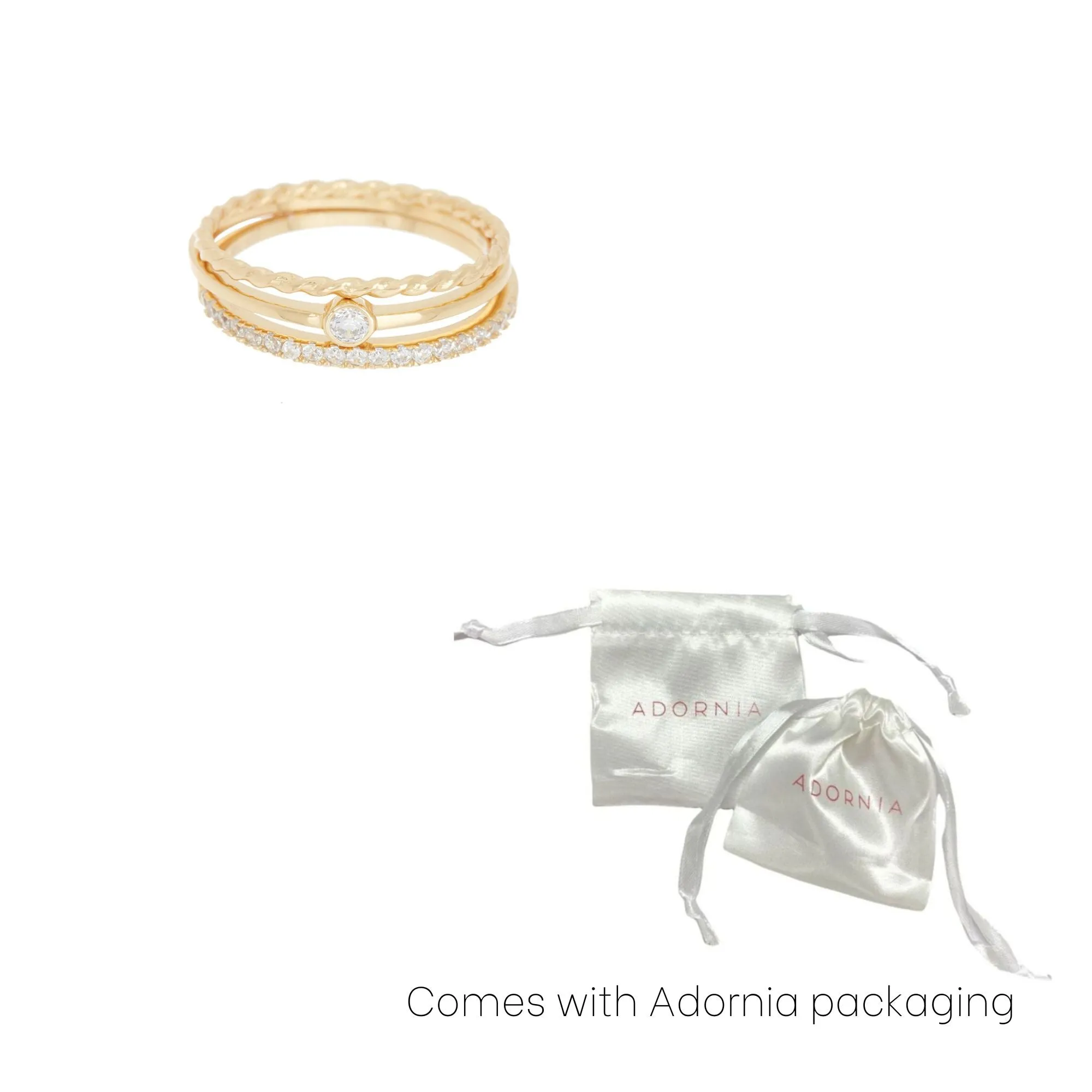 14k Gold Plated Three Band Ring Set