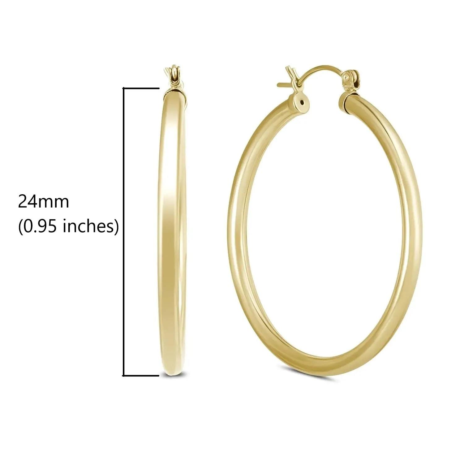 14k Yellow Gold 3MM Thick Tube Hoop Earrings