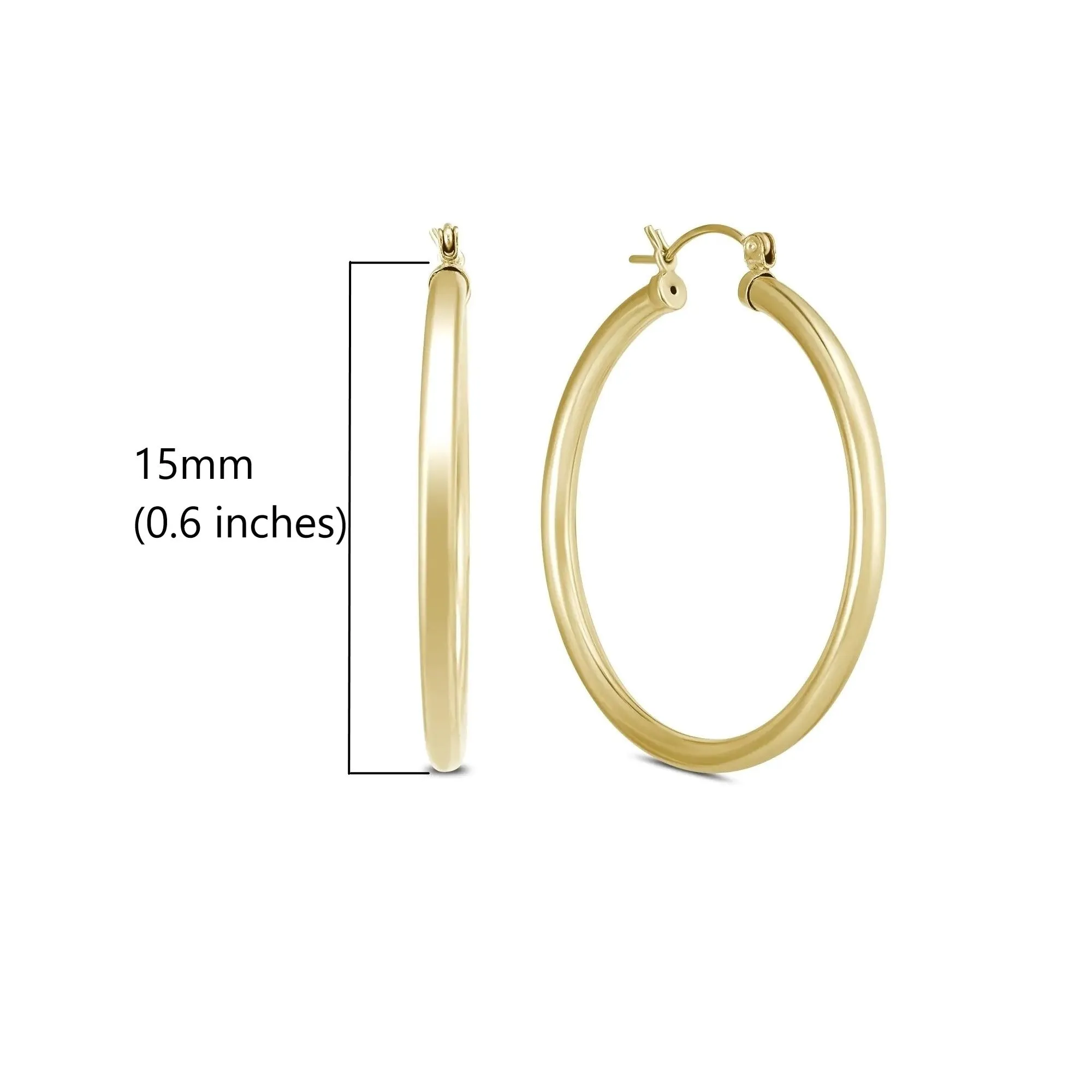 14k Yellow Gold 3MM Thick Tube Hoop Earrings