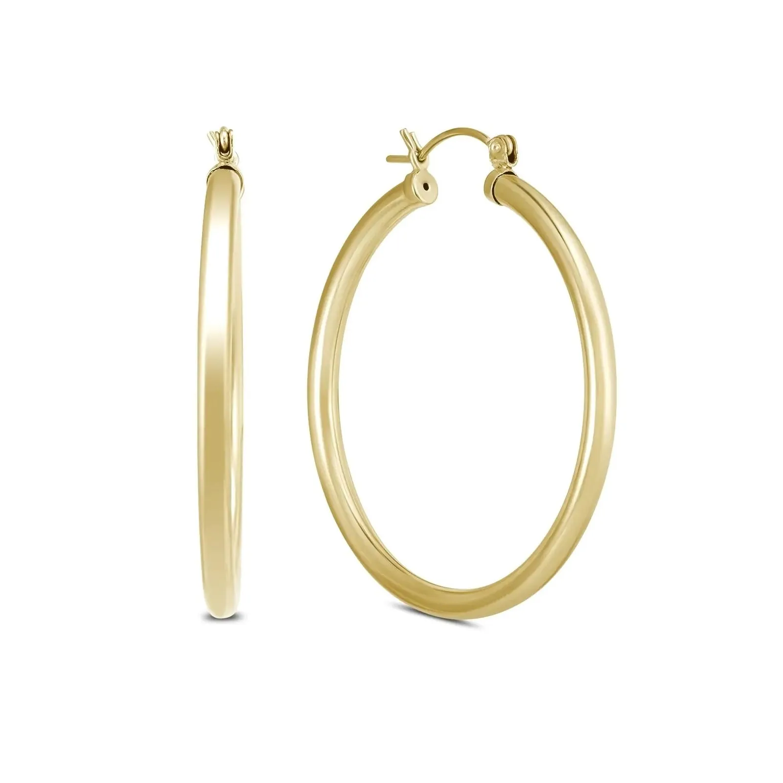14k Yellow Gold 3MM Thick Tube Hoop Earrings