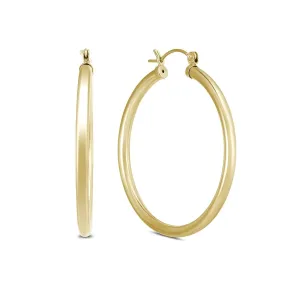 14k Yellow Gold 3MM Thick Tube Hoop Earrings