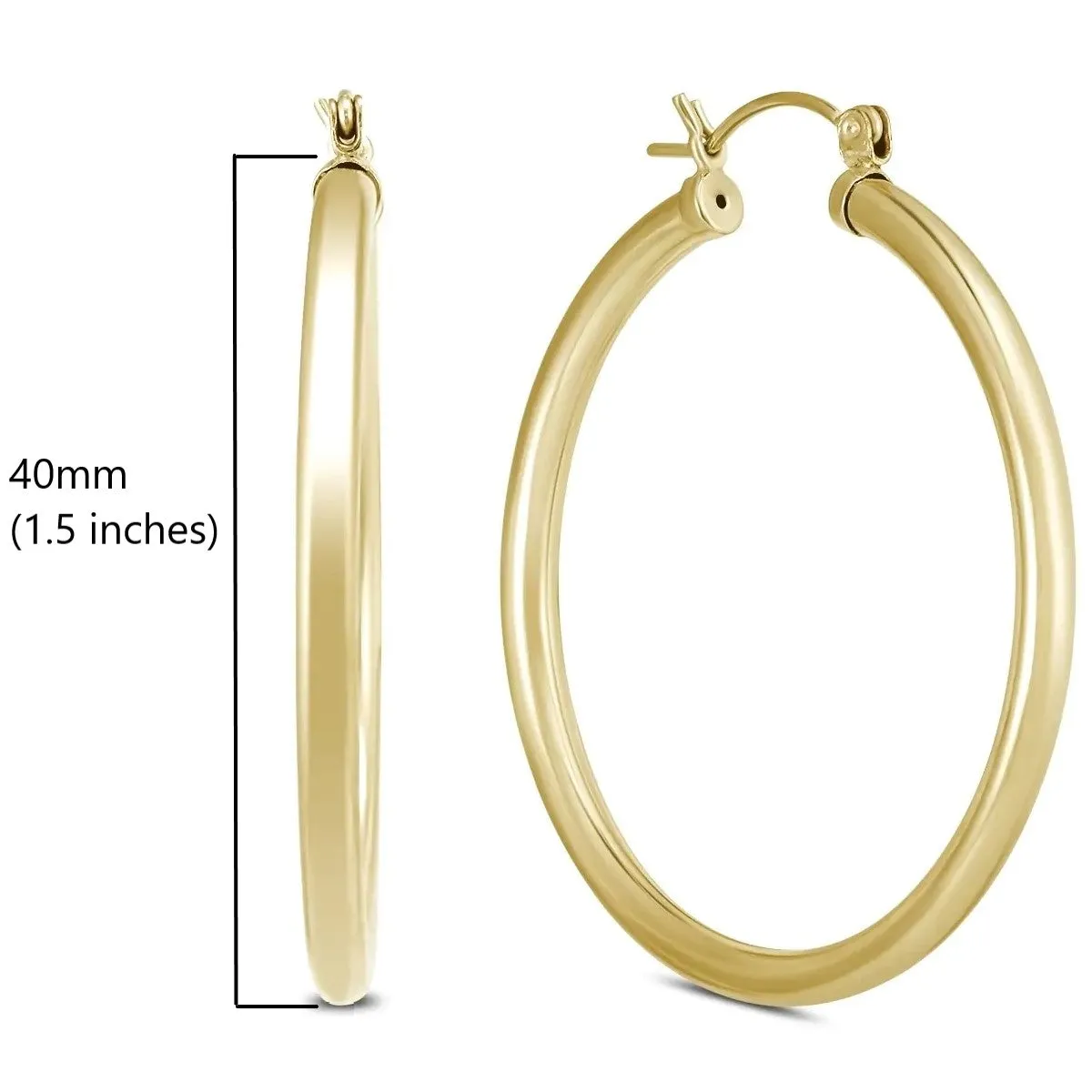 14k Yellow Gold 3MM Thick Tube Hoop Earrings
