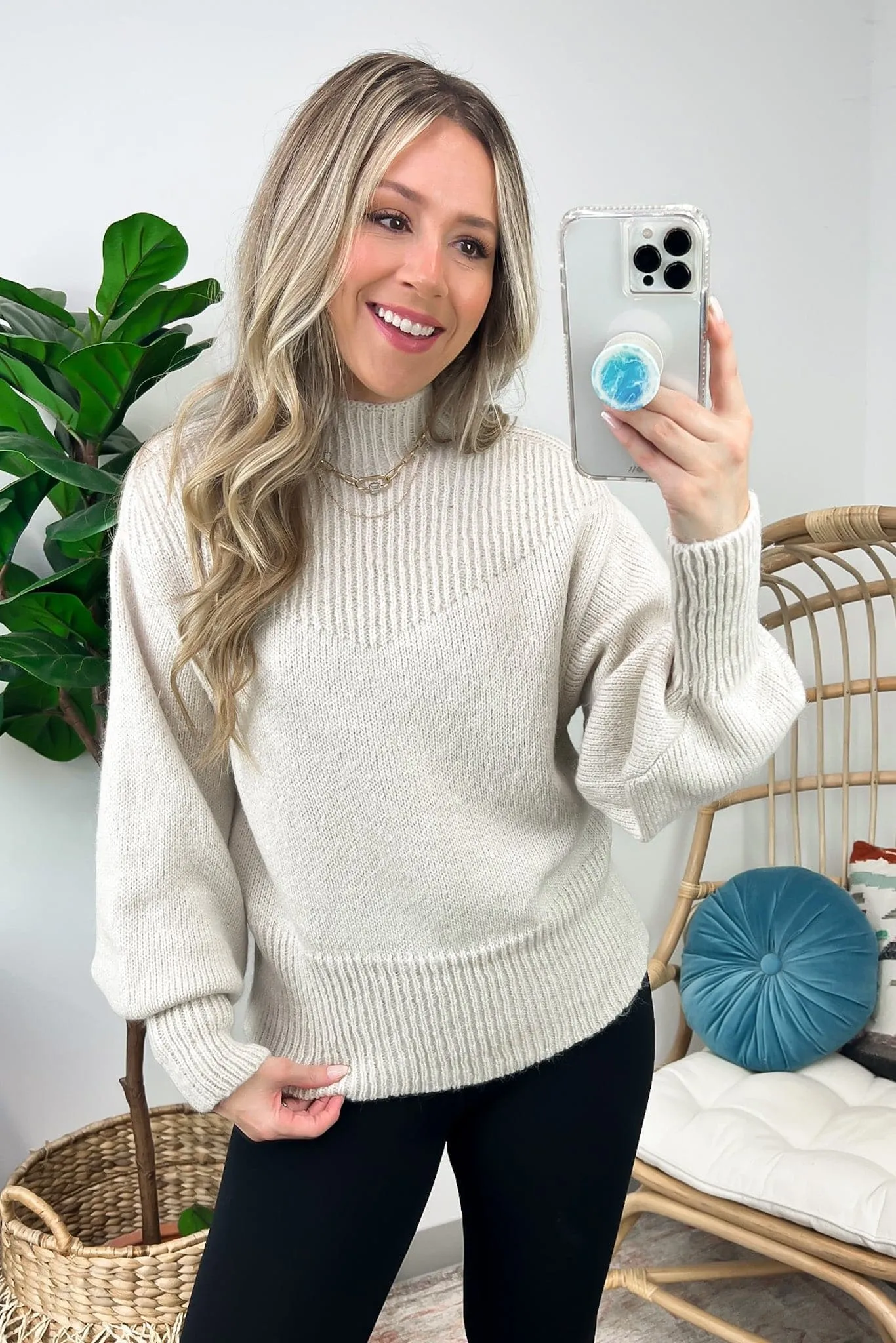 Adani Balloon Sleeve Mock Neck Sweater - FINAL SALE