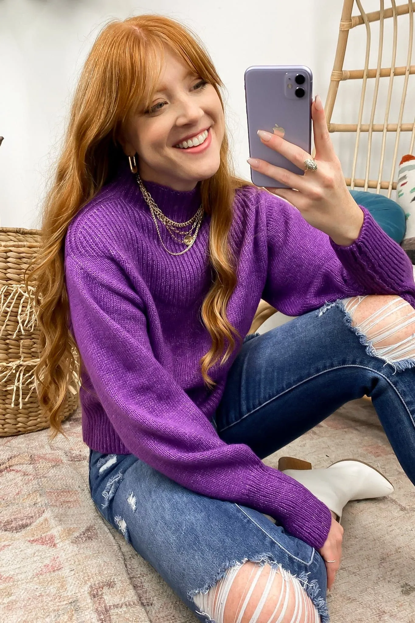 Adani Balloon Sleeve Mock Neck Sweater - FINAL SALE