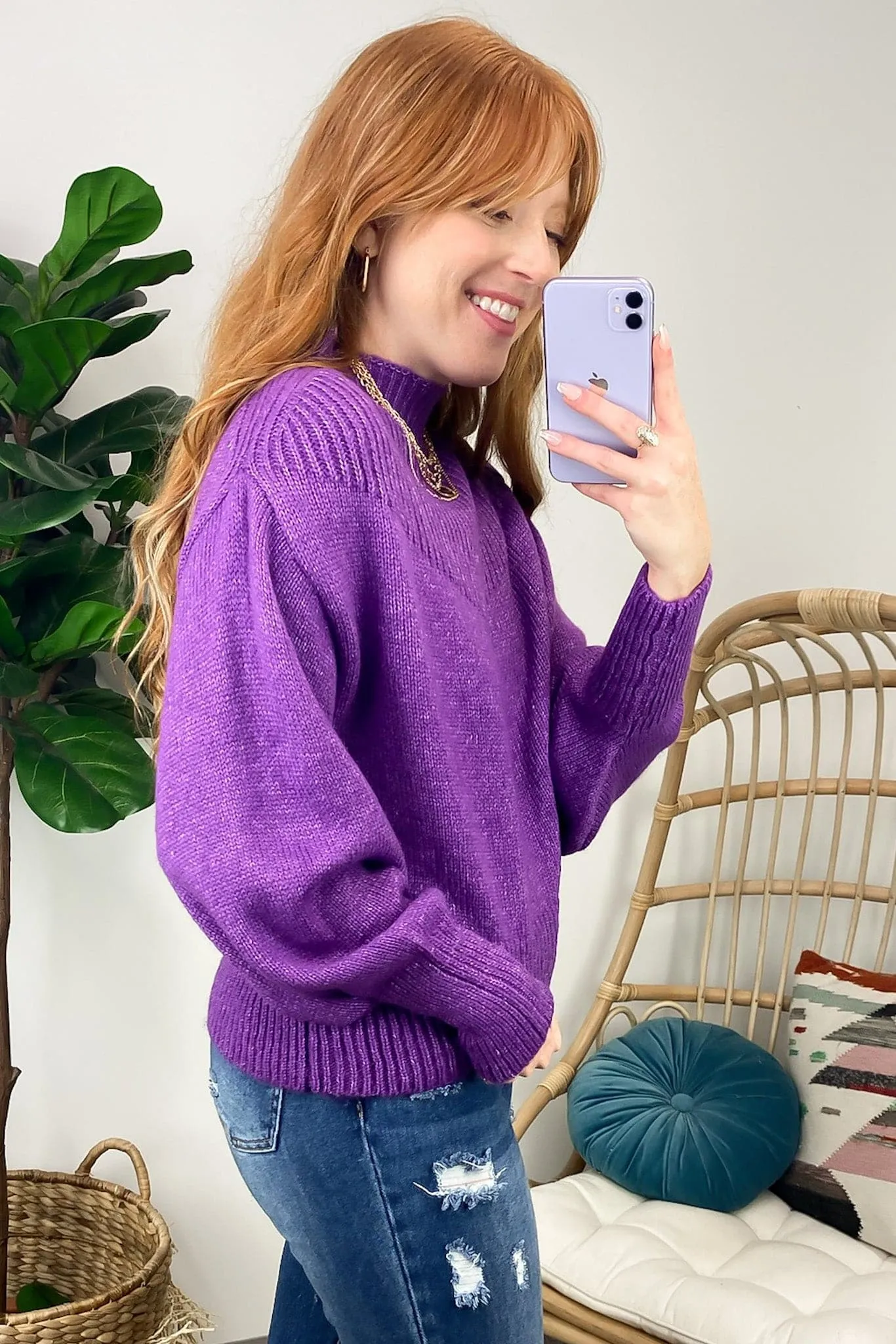 Adani Balloon Sleeve Mock Neck Sweater - FINAL SALE