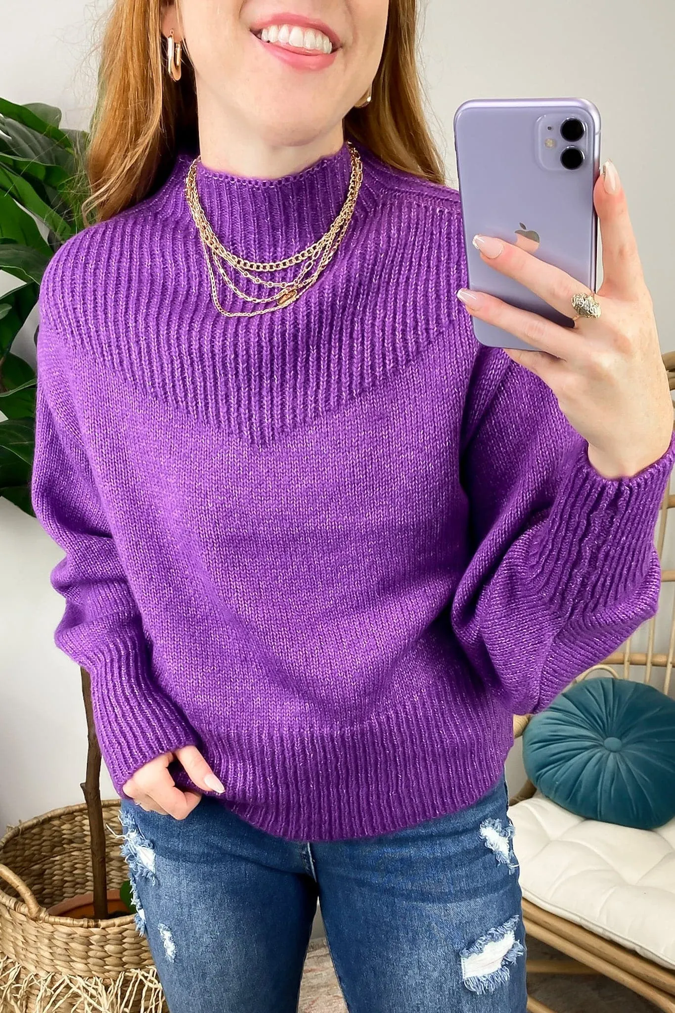 Adani Balloon Sleeve Mock Neck Sweater - FINAL SALE