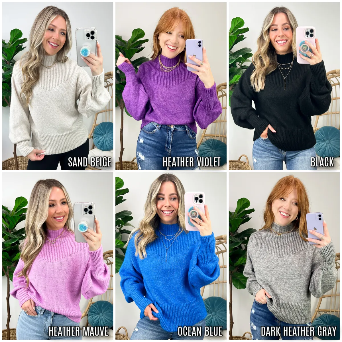 Adani Balloon Sleeve Mock Neck Sweater - FINAL SALE