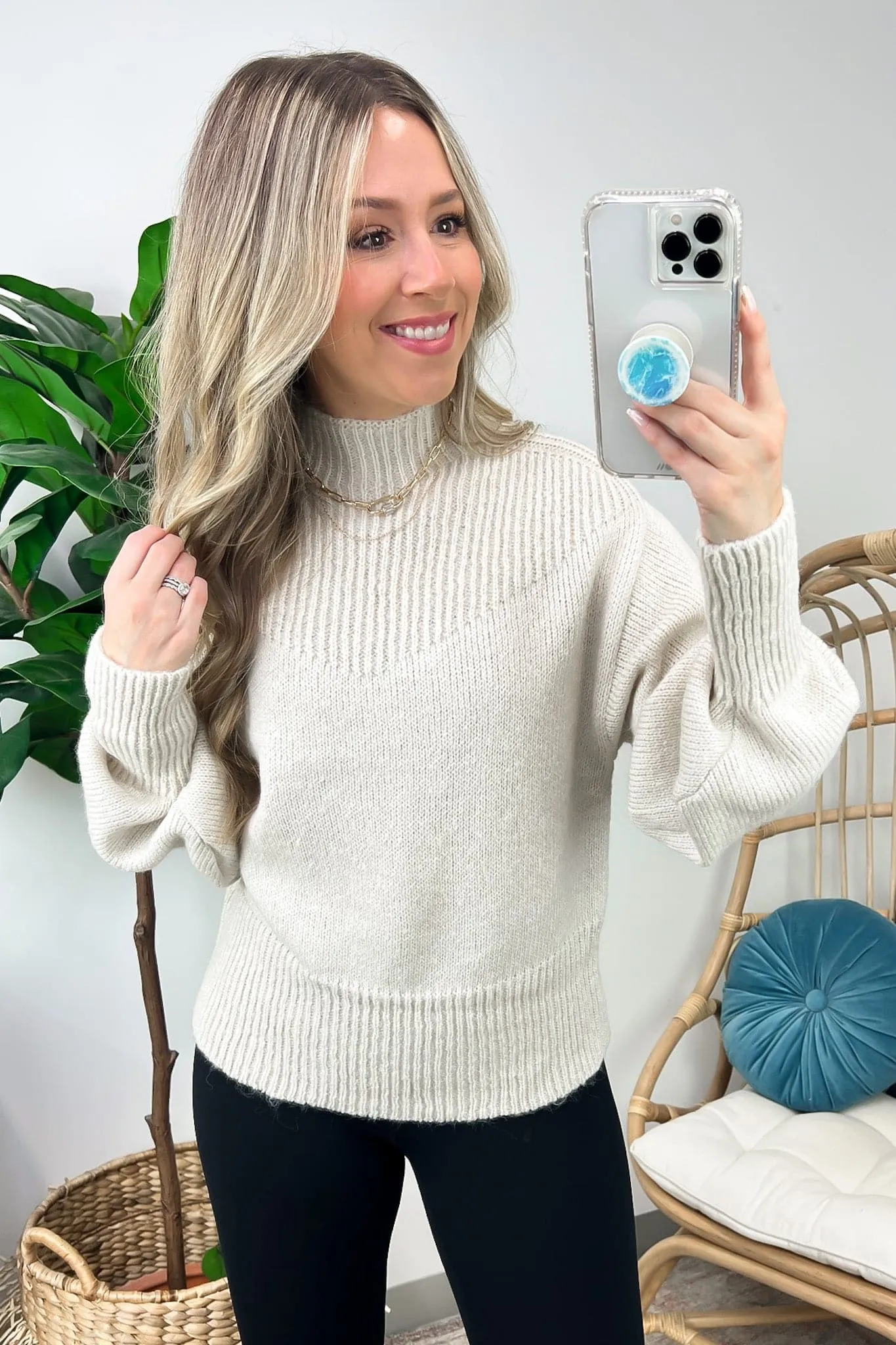 Adani Balloon Sleeve Mock Neck Sweater - FINAL SALE