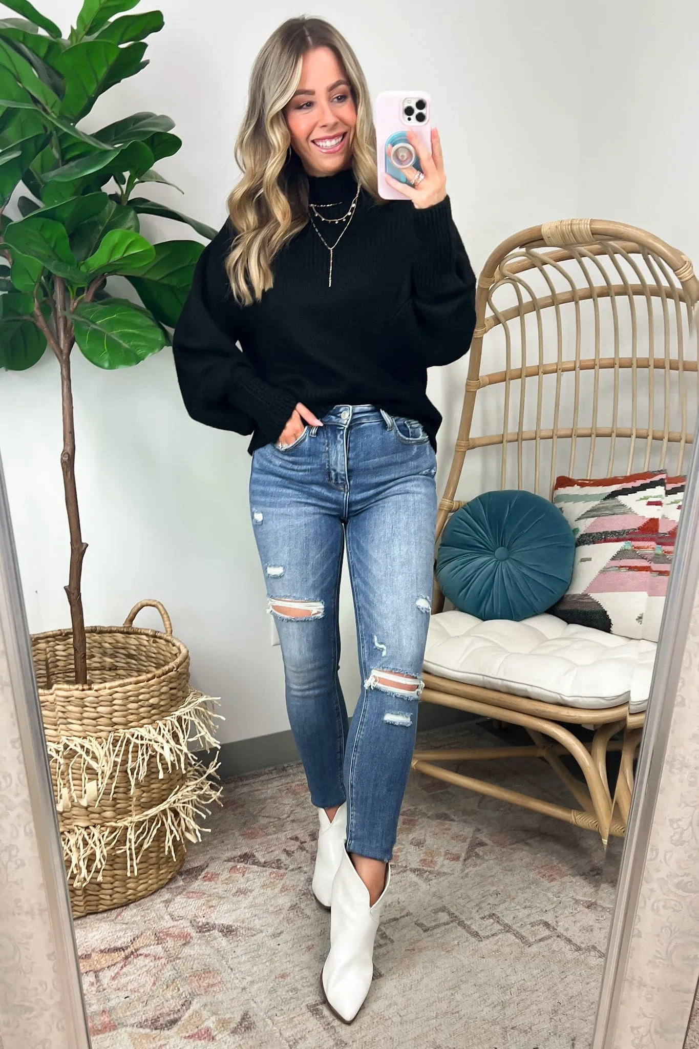 Adani Balloon Sleeve Mock Neck Sweater - FINAL SALE