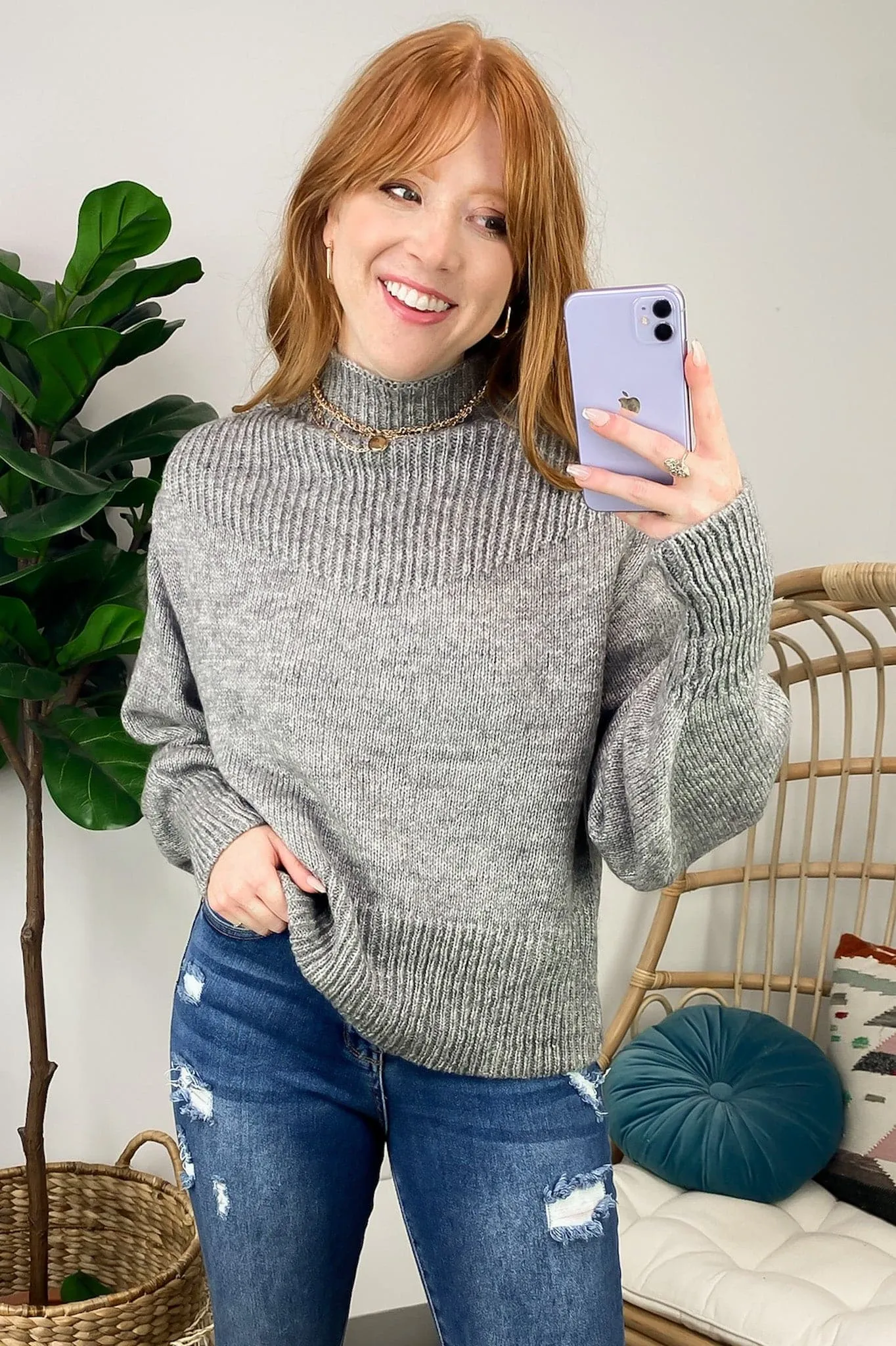 Adani Balloon Sleeve Mock Neck Sweater - FINAL SALE