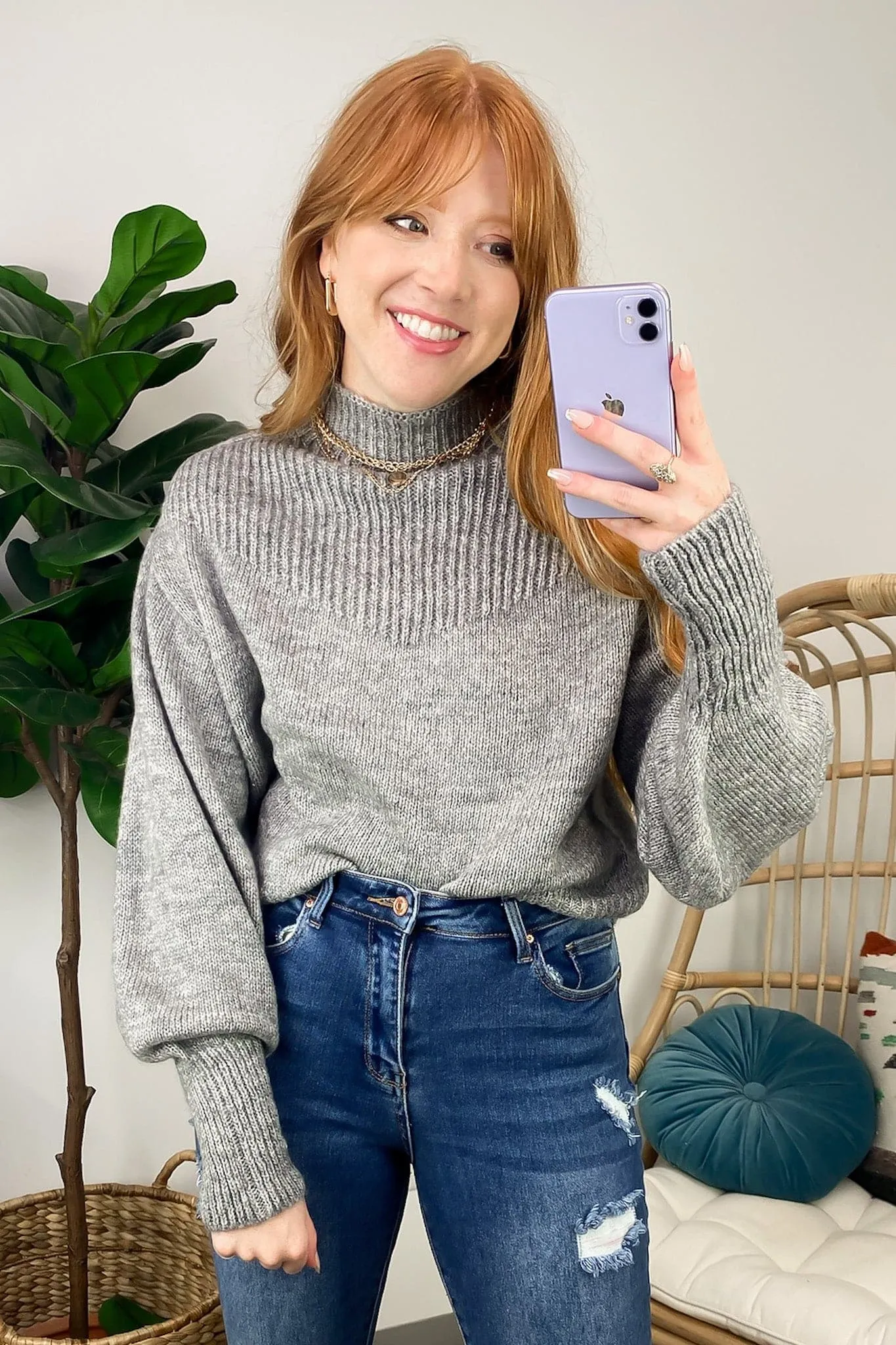 Adani Balloon Sleeve Mock Neck Sweater - FINAL SALE