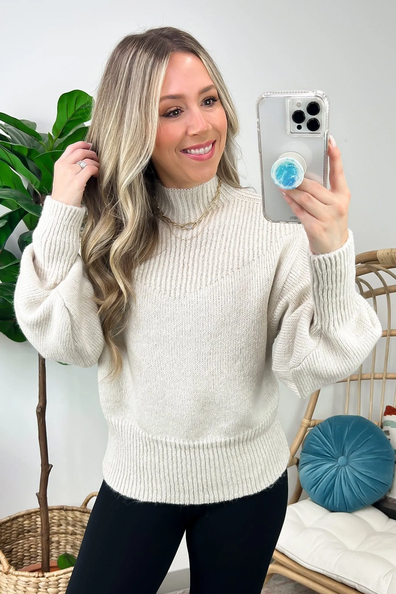 Adani Balloon Sleeve Mock Neck Sweater - FINAL SALE