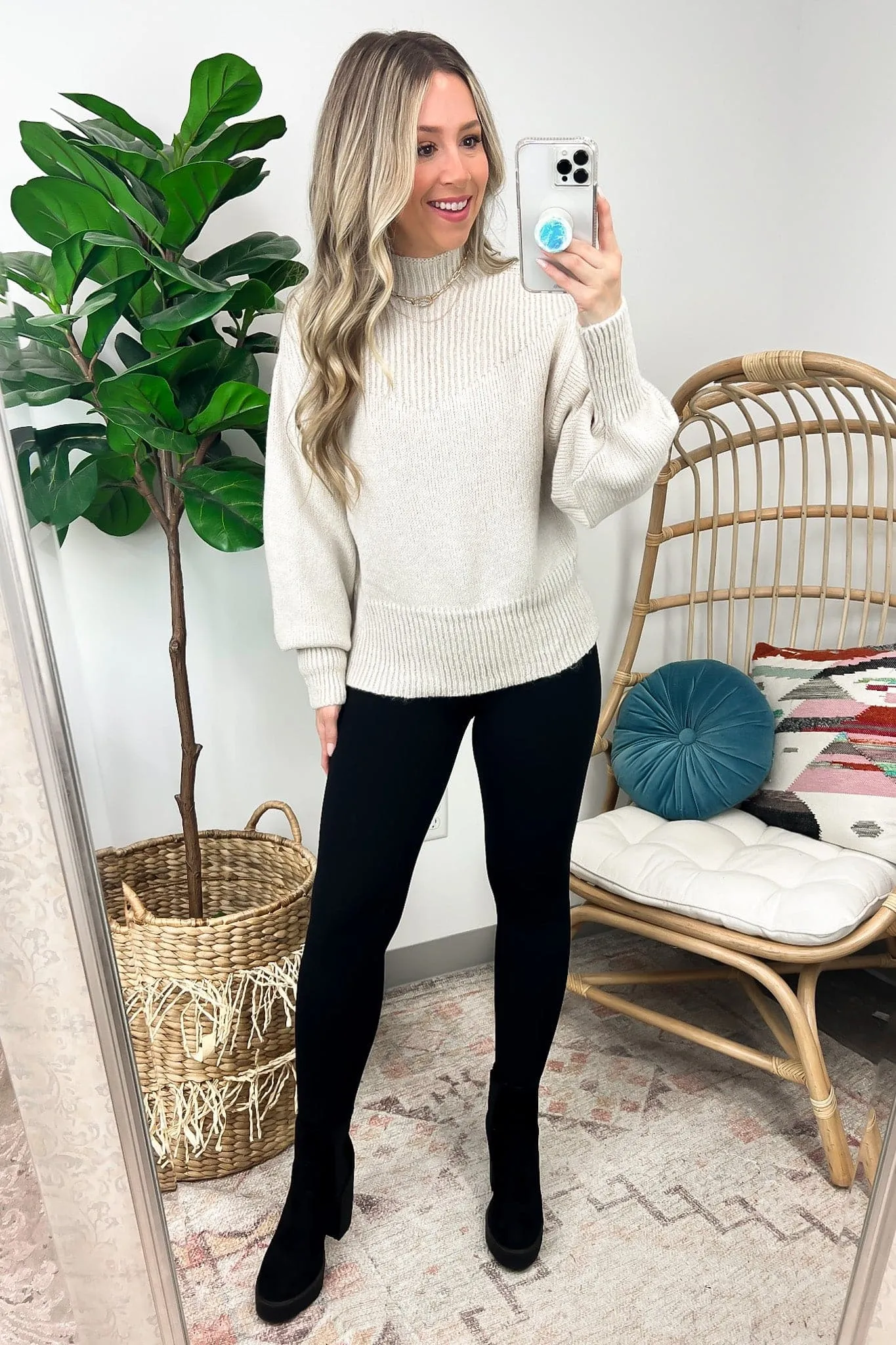 Adani Balloon Sleeve Mock Neck Sweater - FINAL SALE