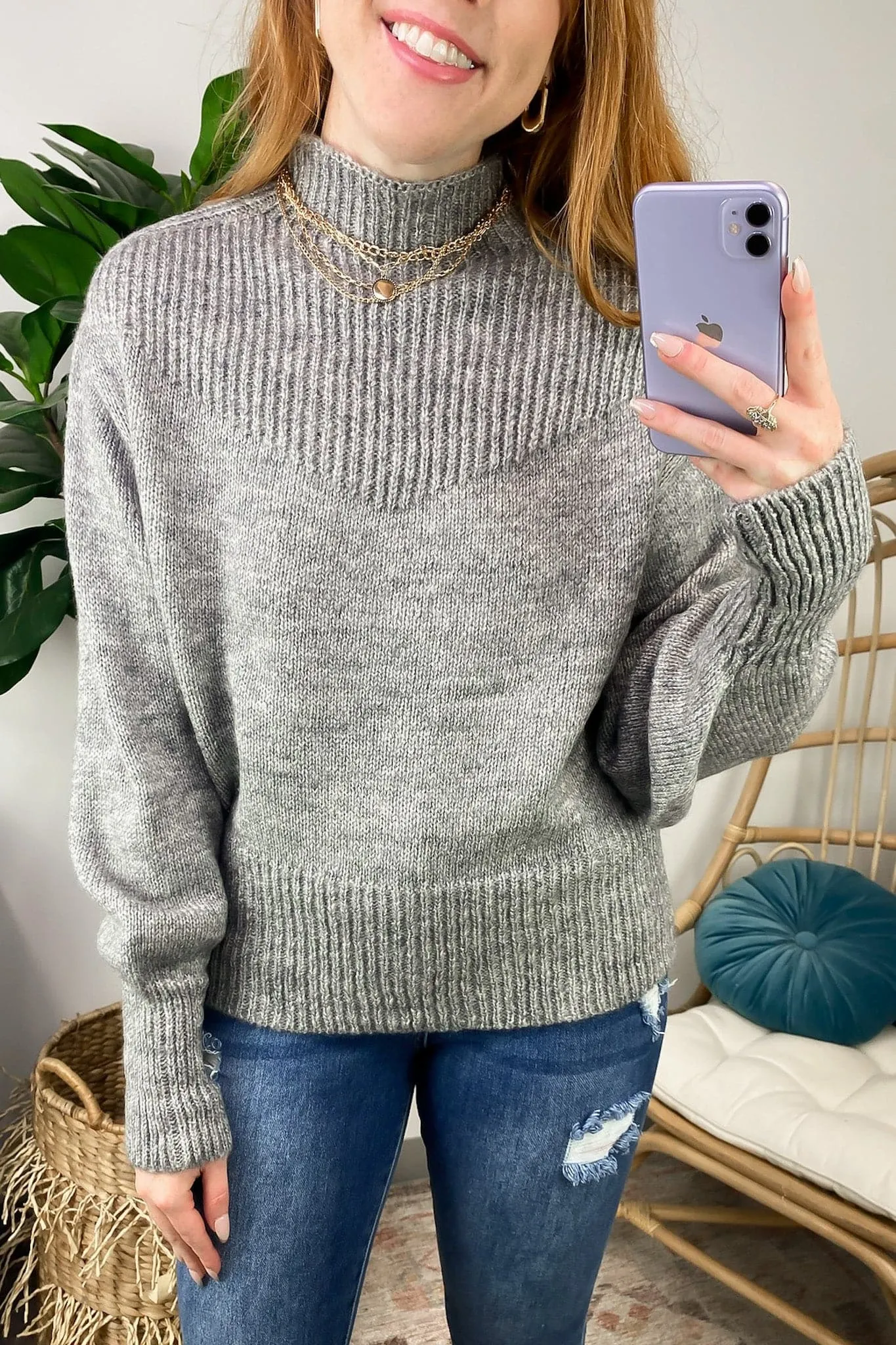 Adani Balloon Sleeve Mock Neck Sweater - FINAL SALE
