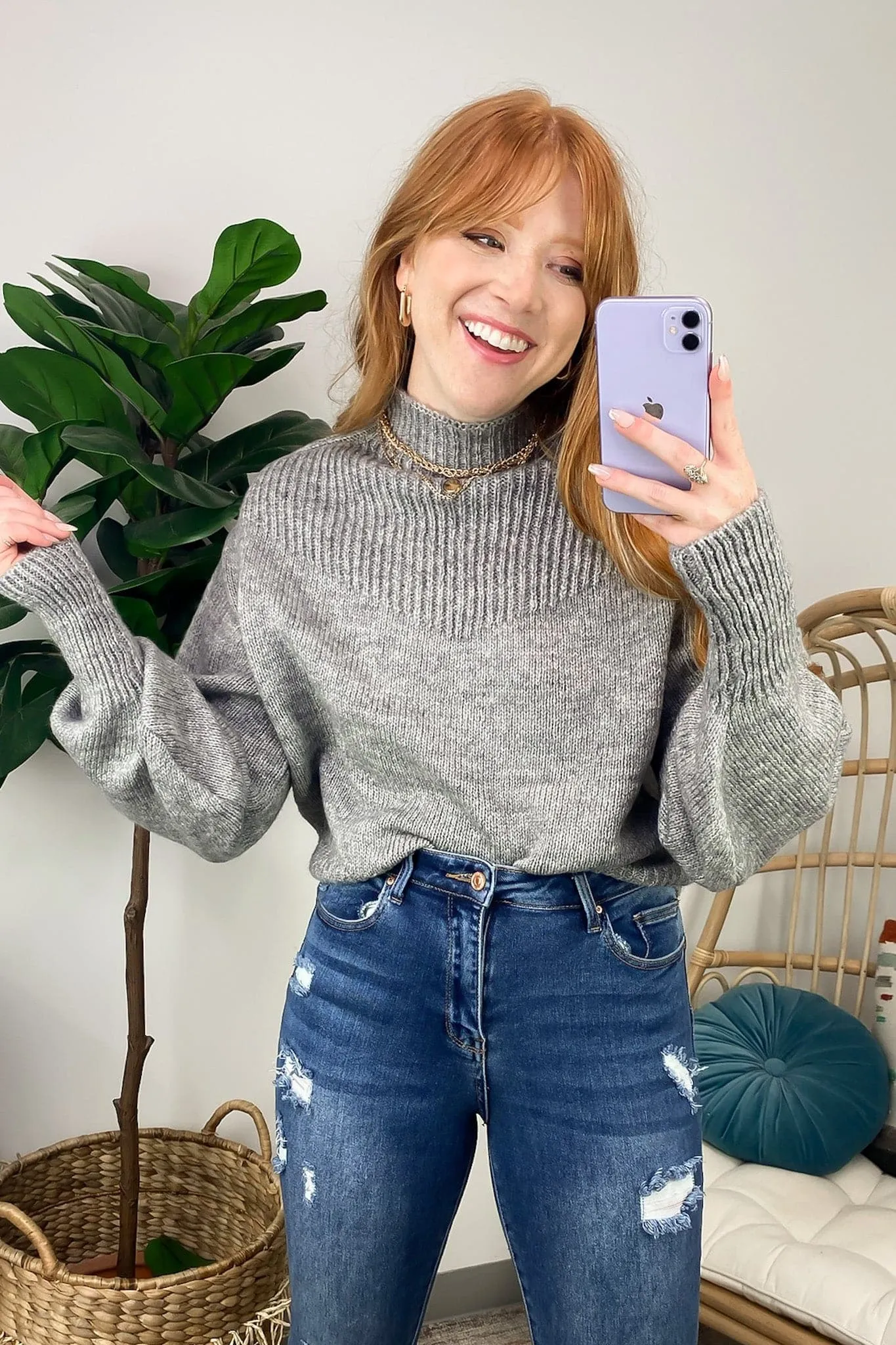 Adani Balloon Sleeve Mock Neck Sweater - FINAL SALE