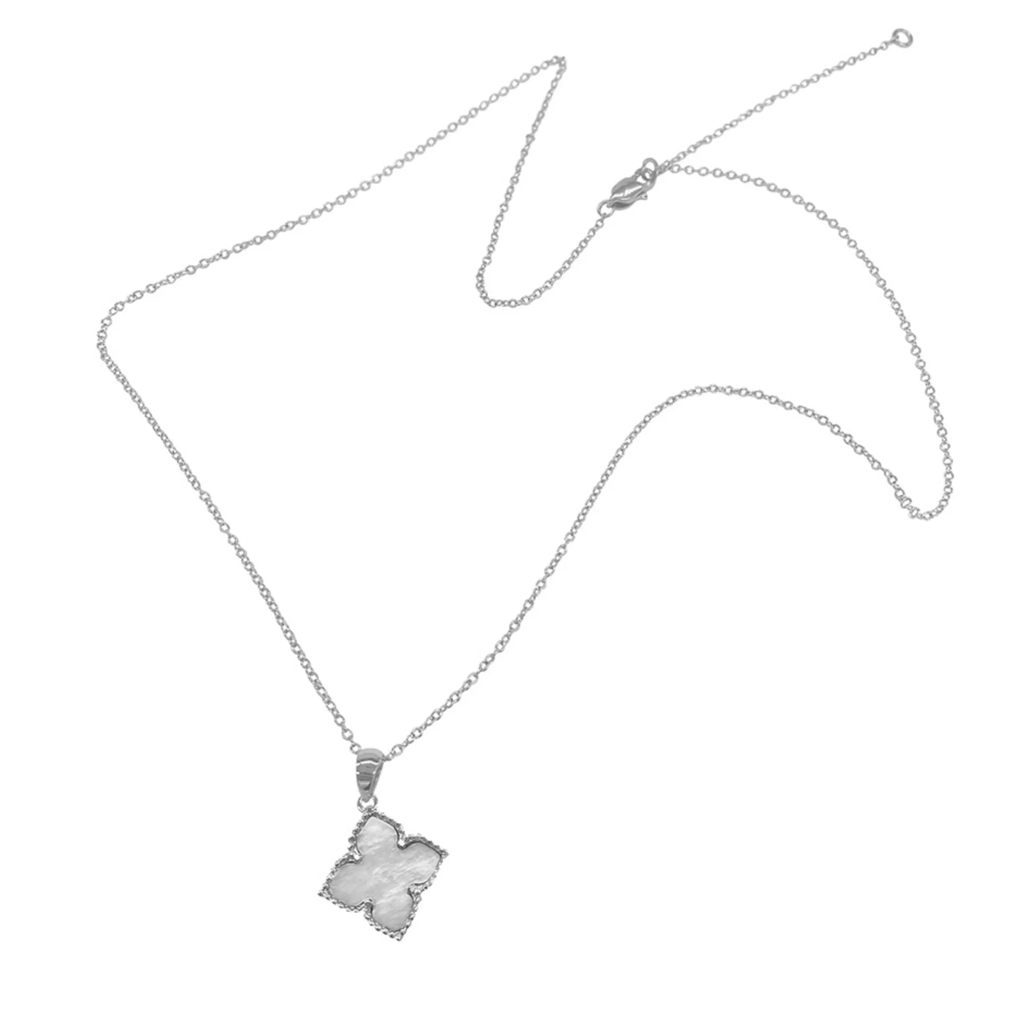 Adornia Adornia Flower Mother of Pearl Necklace silver white