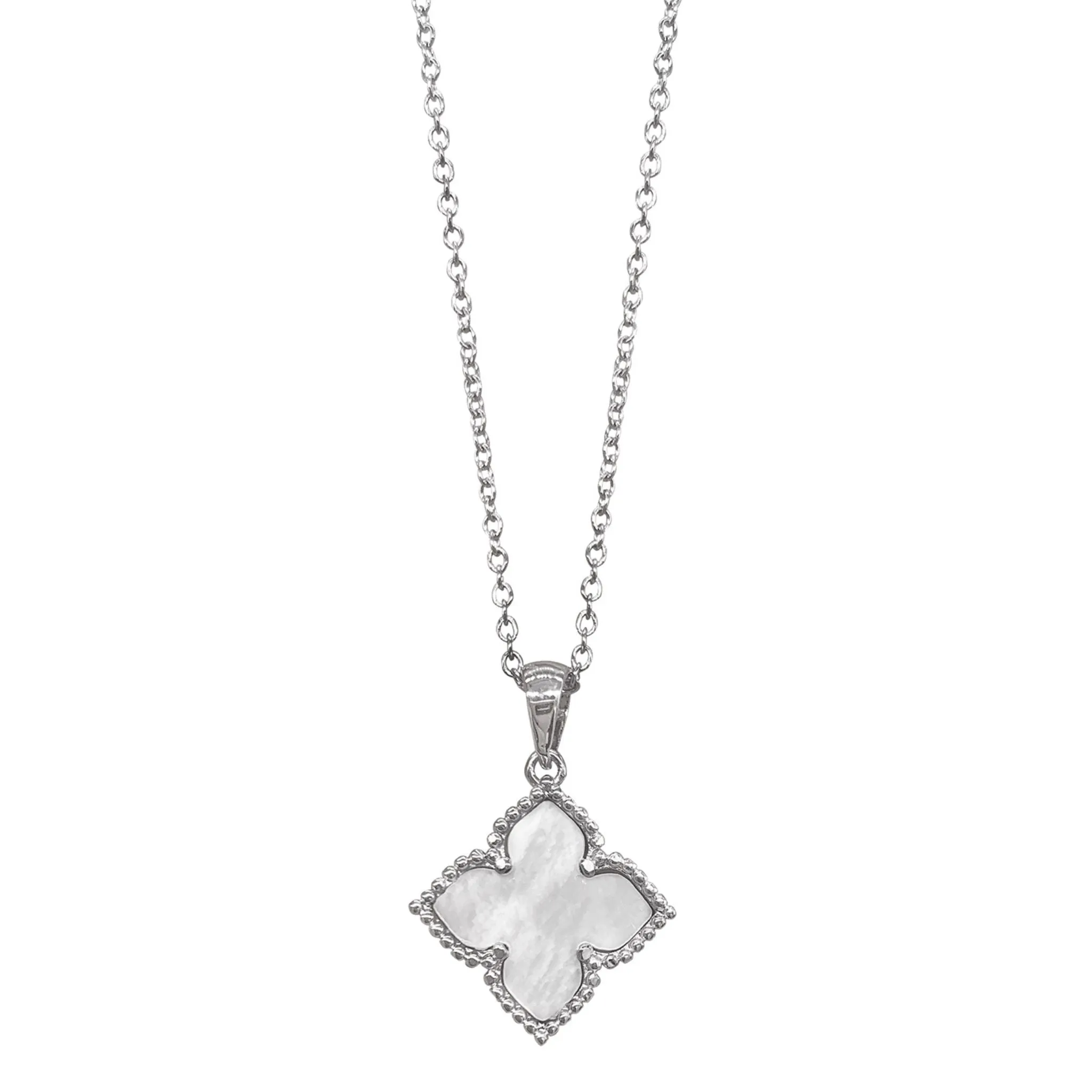 Adornia Adornia Flower Mother of Pearl Necklace silver white