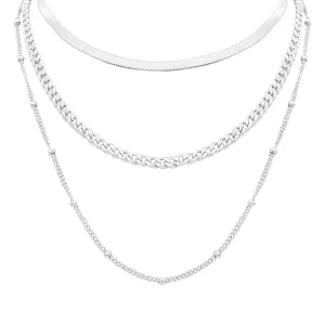 Adornia Layered Chain Necklace silver