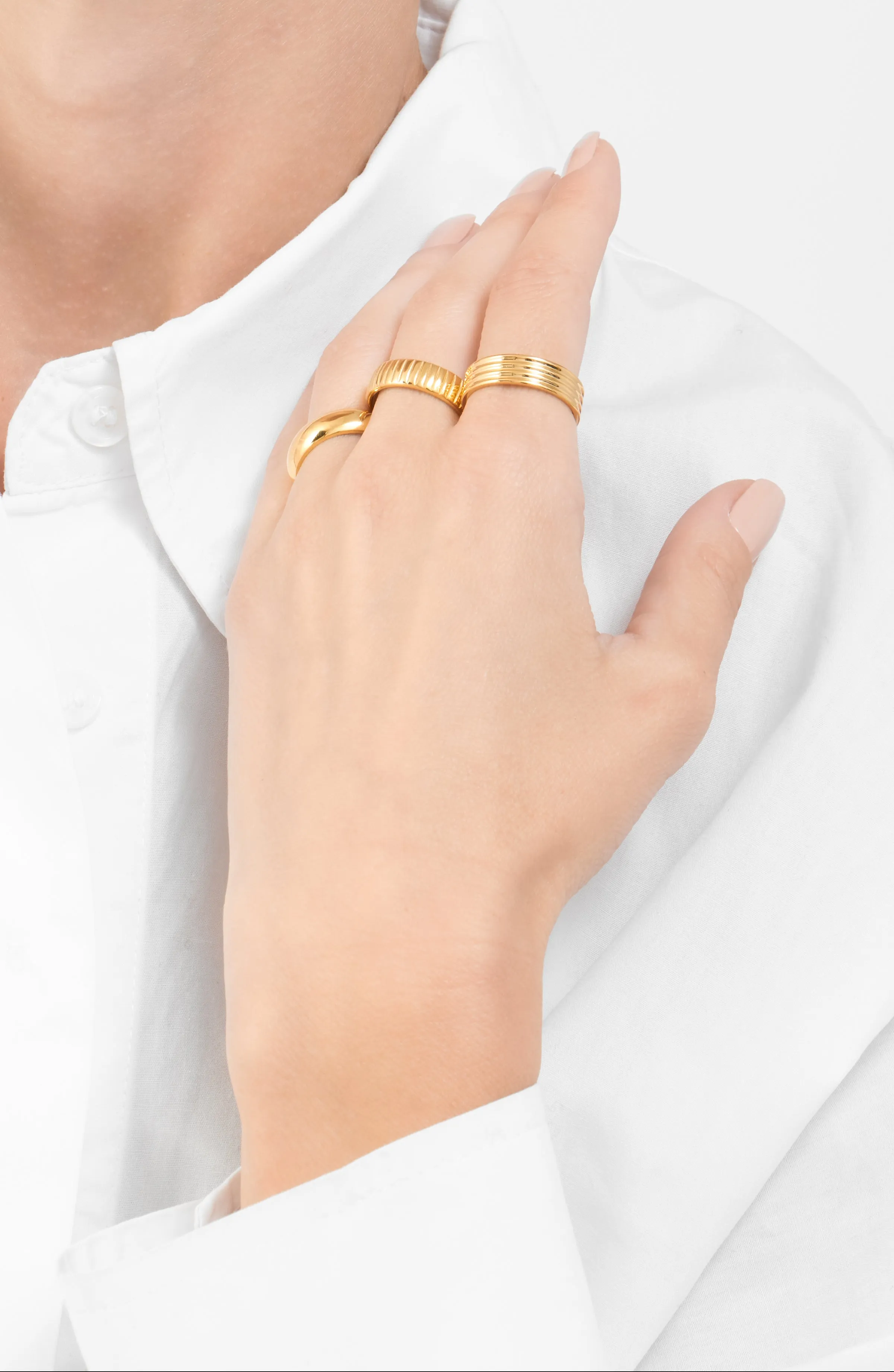 Adornia Wide Stacking Band Set gold