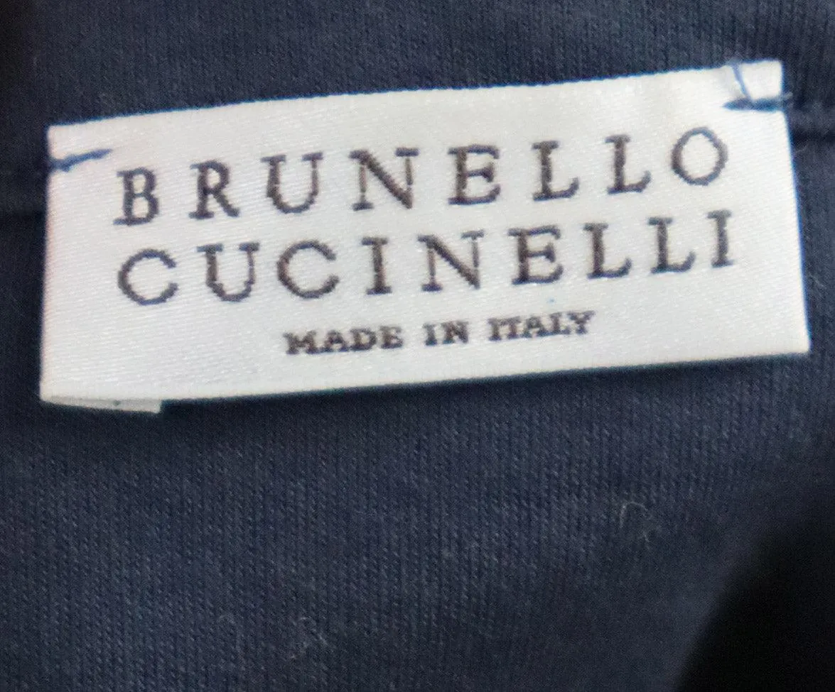 Brunello Cucinelli Blue Cotton Beaded Dress sz 12
