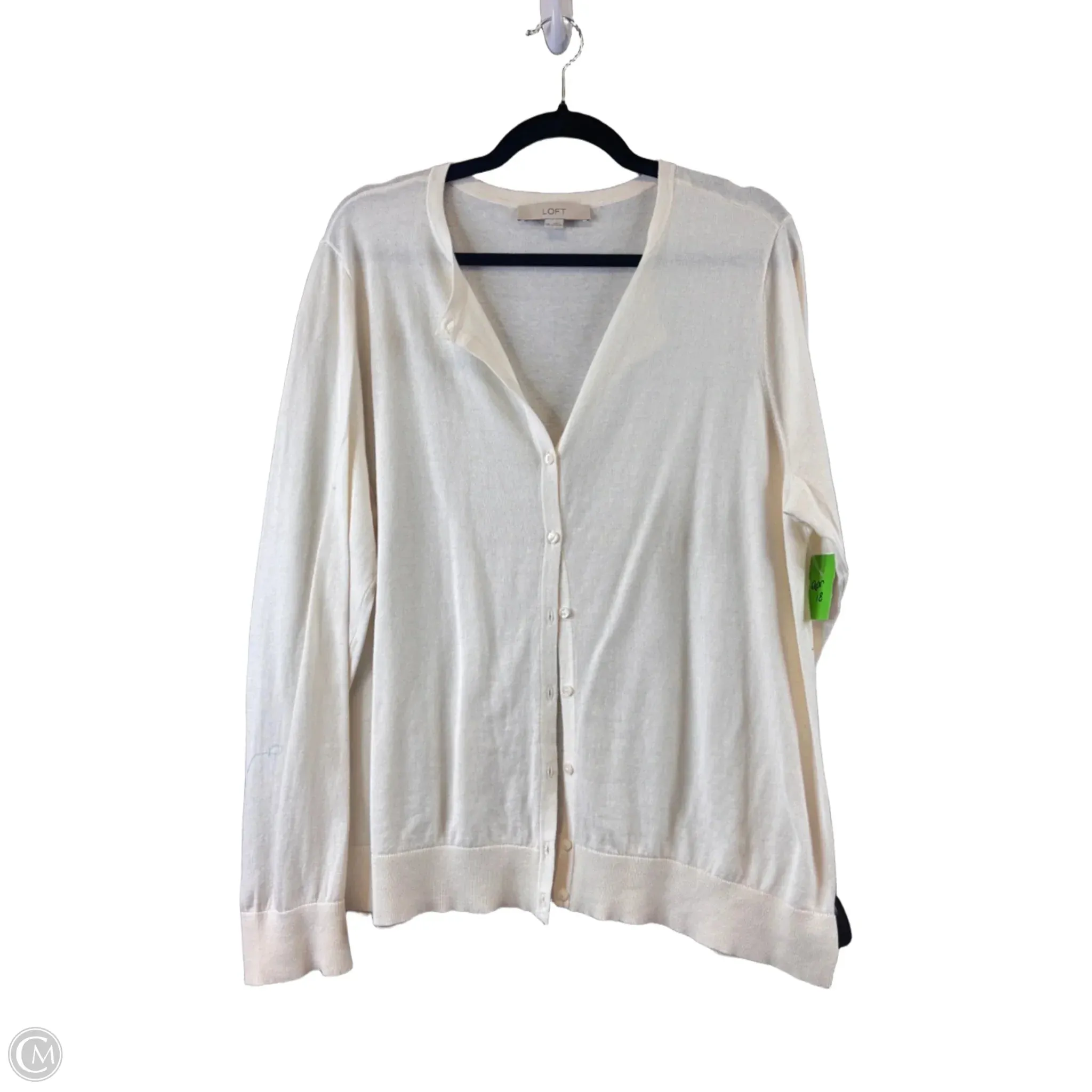Cardigan By Loft In Ivory, Size: Xxl