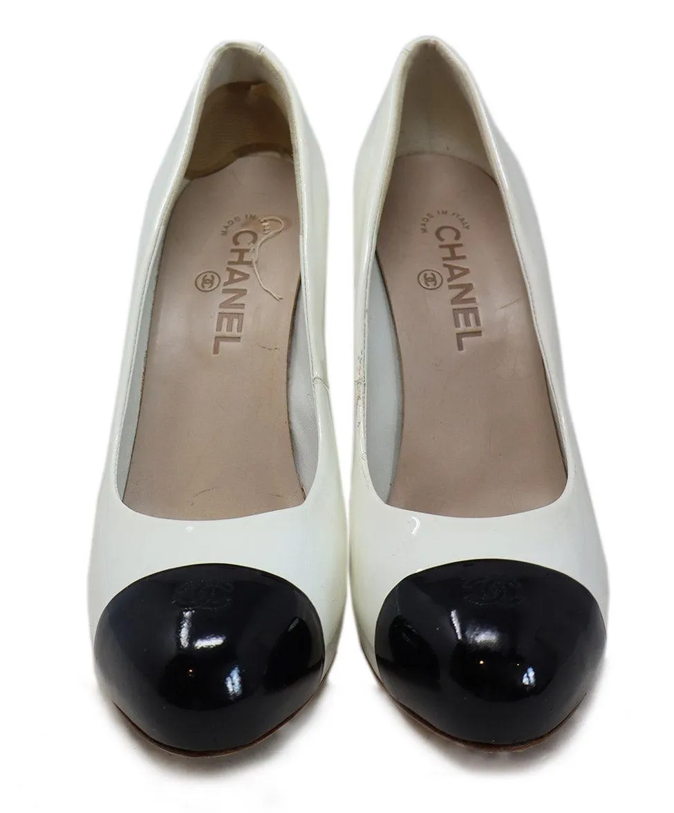 Chanel B&W Patent Leather Platform Heels sz 11