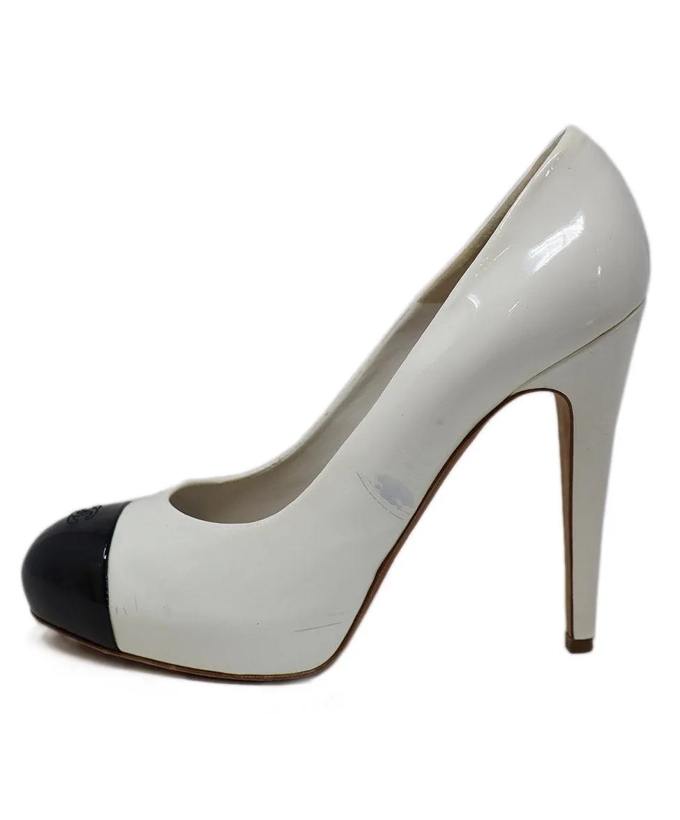 Chanel B&W Patent Leather Platform Heels sz 11