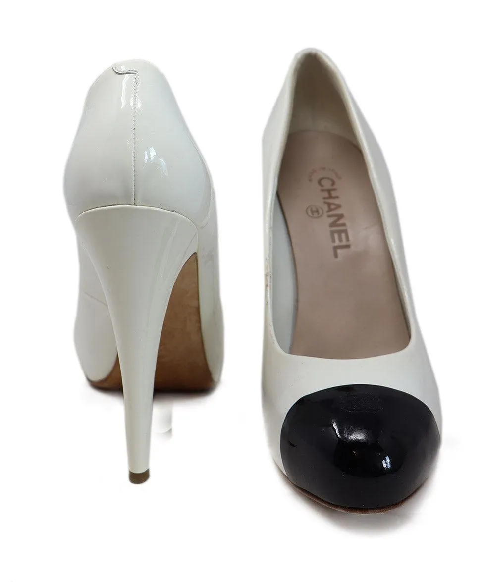 Chanel B&W Patent Leather Platform Heels sz 11