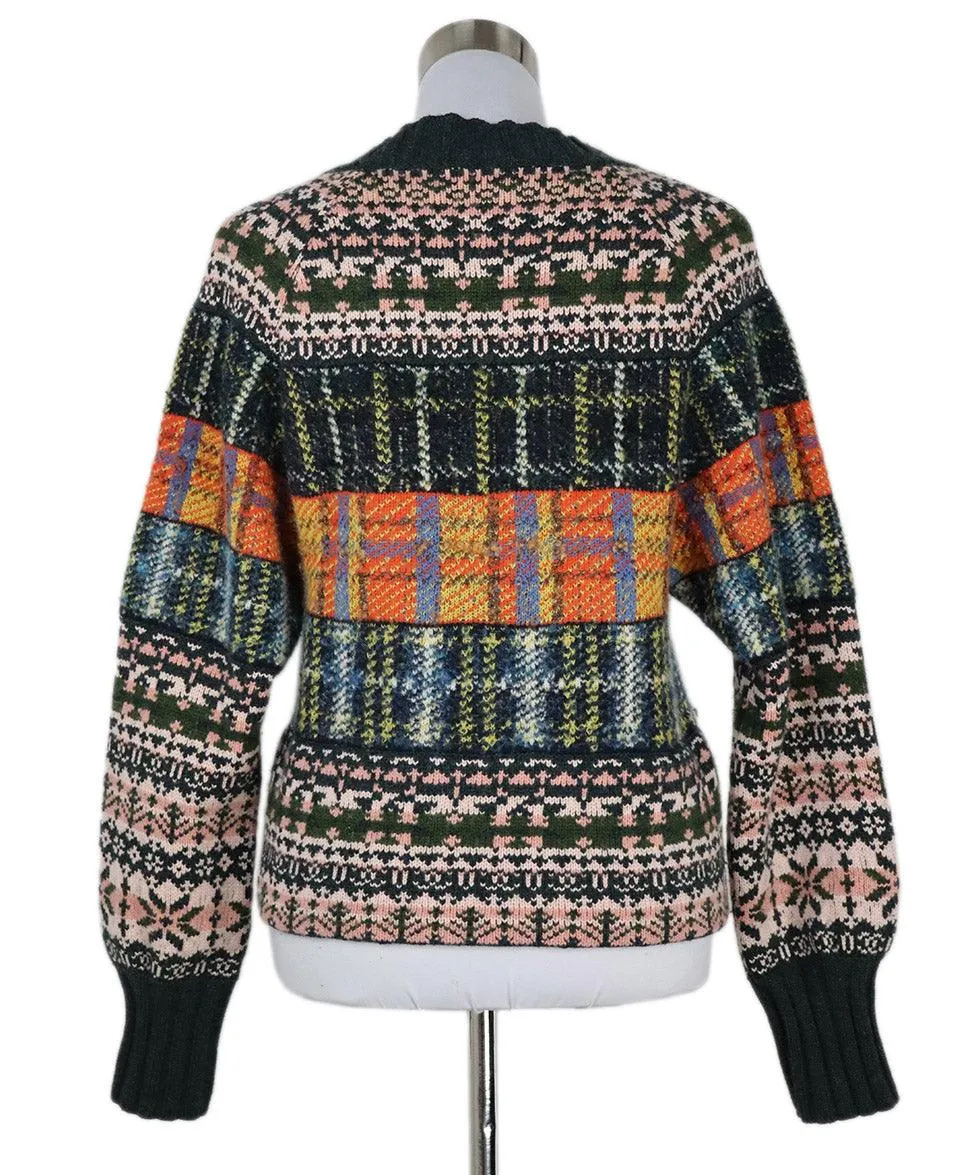 Chanel Green & Multicolor Cashmere Sweater sz 6