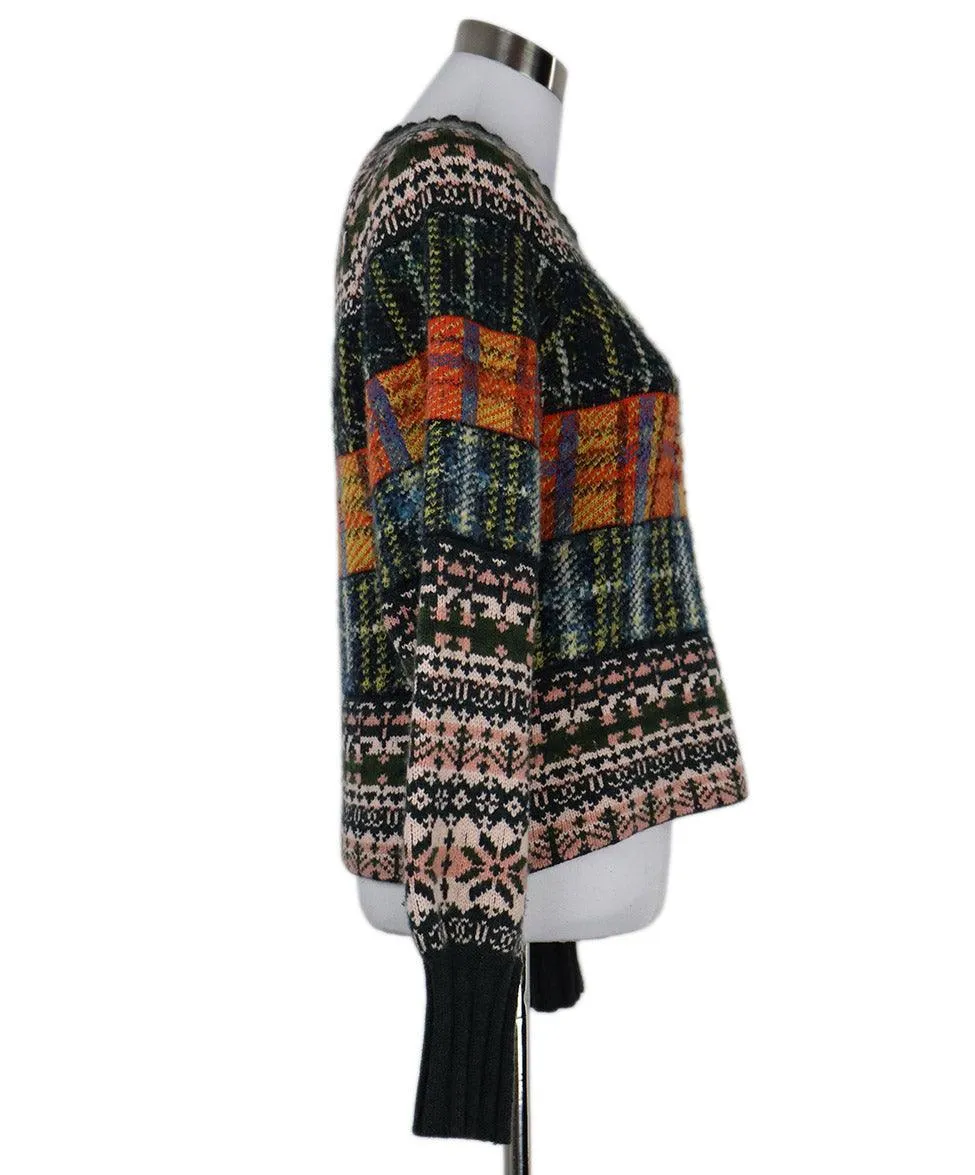 Chanel Green & Multicolor Cashmere Sweater sz 6