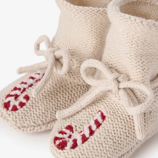 Elegant Baby Candycane Garter Knit Baby Booties - Rainy Day