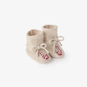 Elegant Baby Candycane Garter Knit Baby Booties - Rainy Day