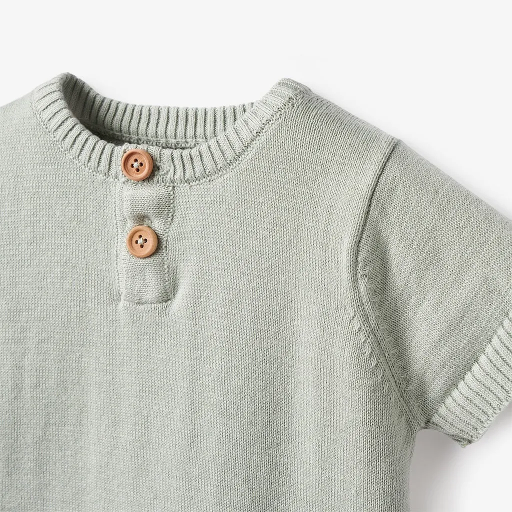 Elegant Baby On The Farm Knit Henley   Organic Muslin Short Set - Multi