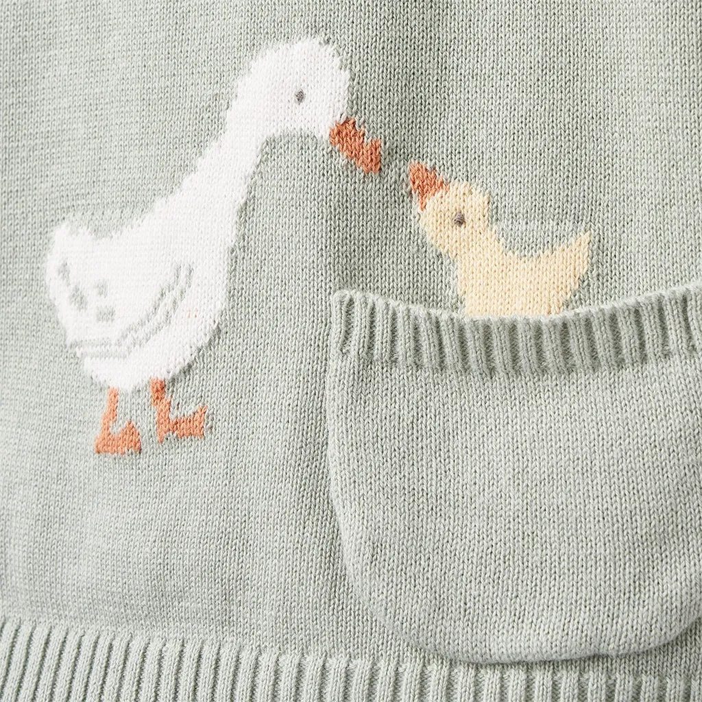 Elegant Baby On The Farm Knit Henley   Organic Muslin Short Set - Multi