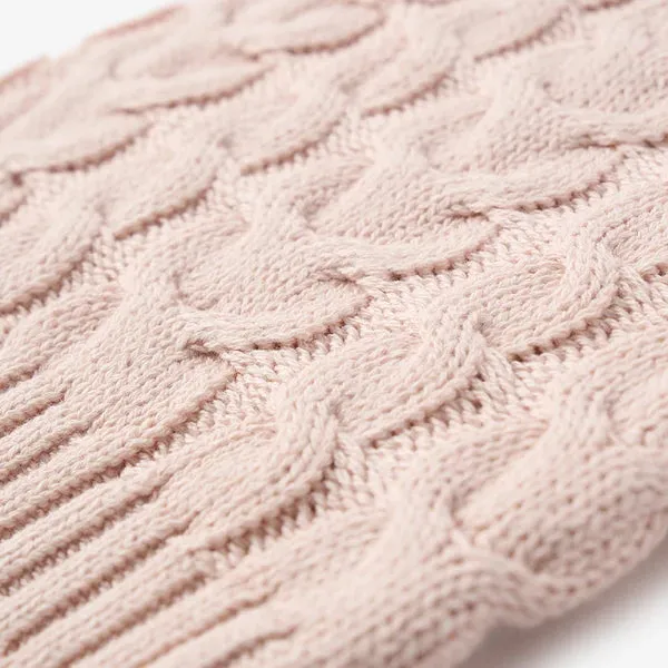 Elegant Baby Pale Pink Horseshoe Cable Knit Baby Hat