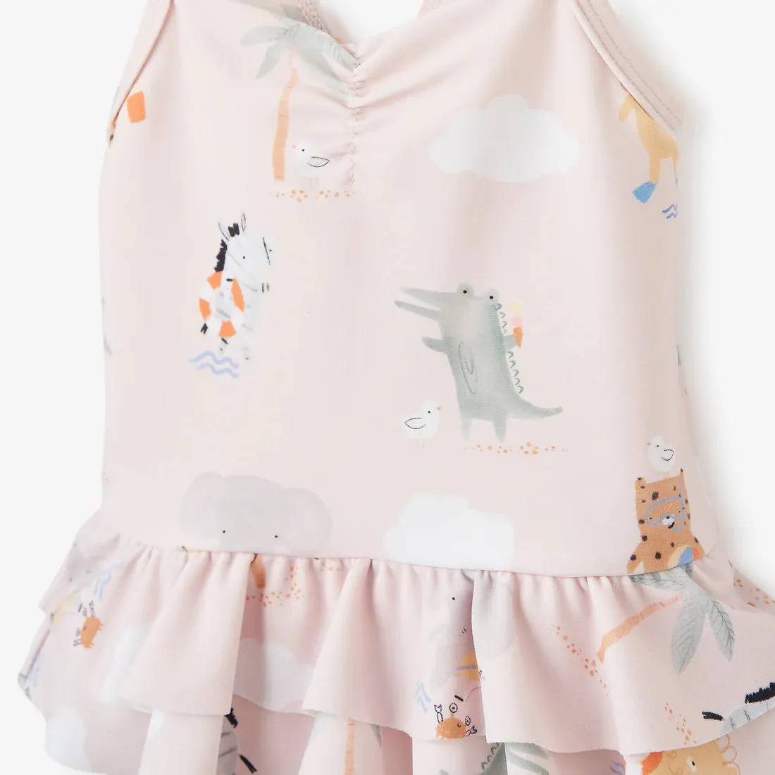 Elegant Baby Pale Pink Seaside Safari Baby Ruffle Swimsuit - Pink