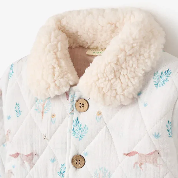 Elegant Baby Pony Meadow Organic Muslin Quilted Jacket