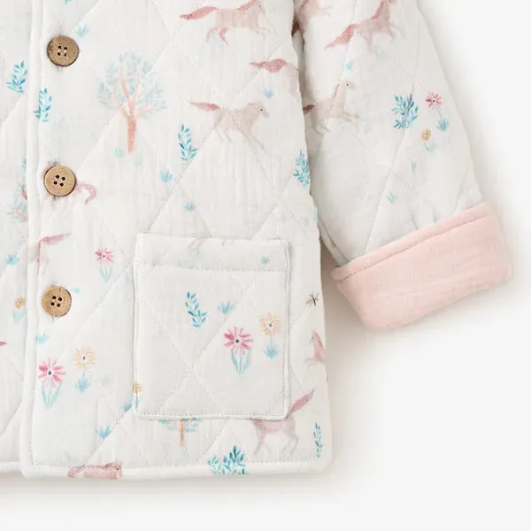 Elegant Baby Pony Meadow Organic Muslin Quilted Jacket