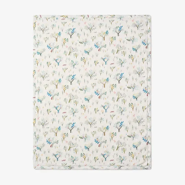 Elegant Baby Treehouse Forest Organic Muslin Fur Back Blanket