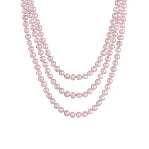Endless Pink 80" Freshwater Pearl Necklace