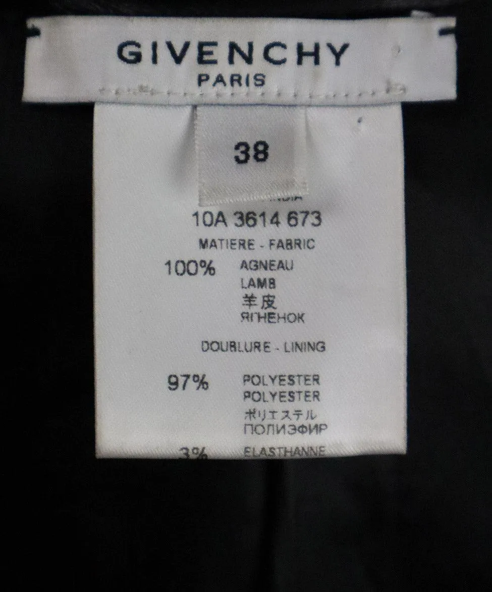 Givenchy Black Leather Floral Trim Jacket sz 6