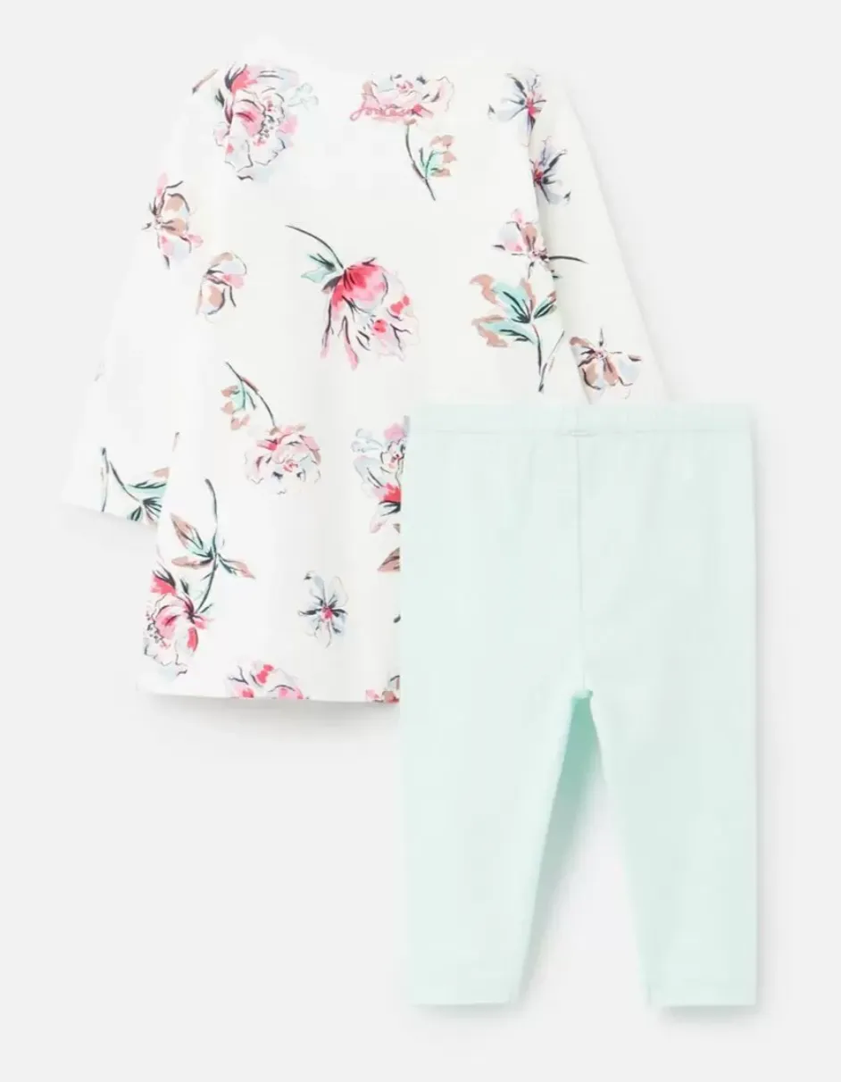 Joules Christina Dress and Leggings Set - White Flowers