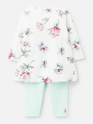 Joules Christina Dress and Leggings Set - White Flowers
