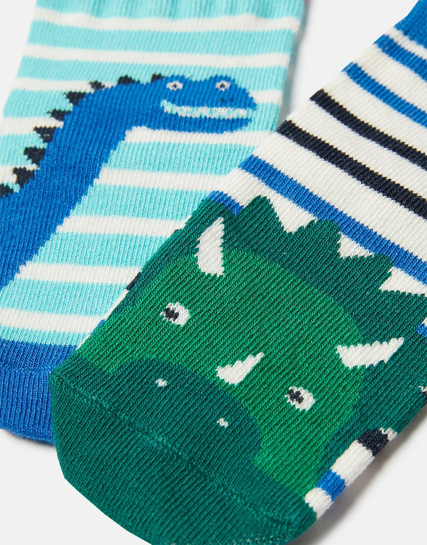 Joules Infant Neat Feet Two Pack Bamboo Socks - Dino Stripe