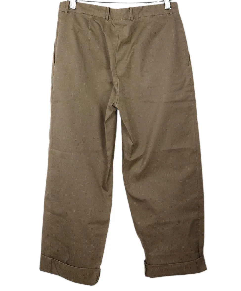 Lanvin Khaki Cotton Cropped Pants sz 6