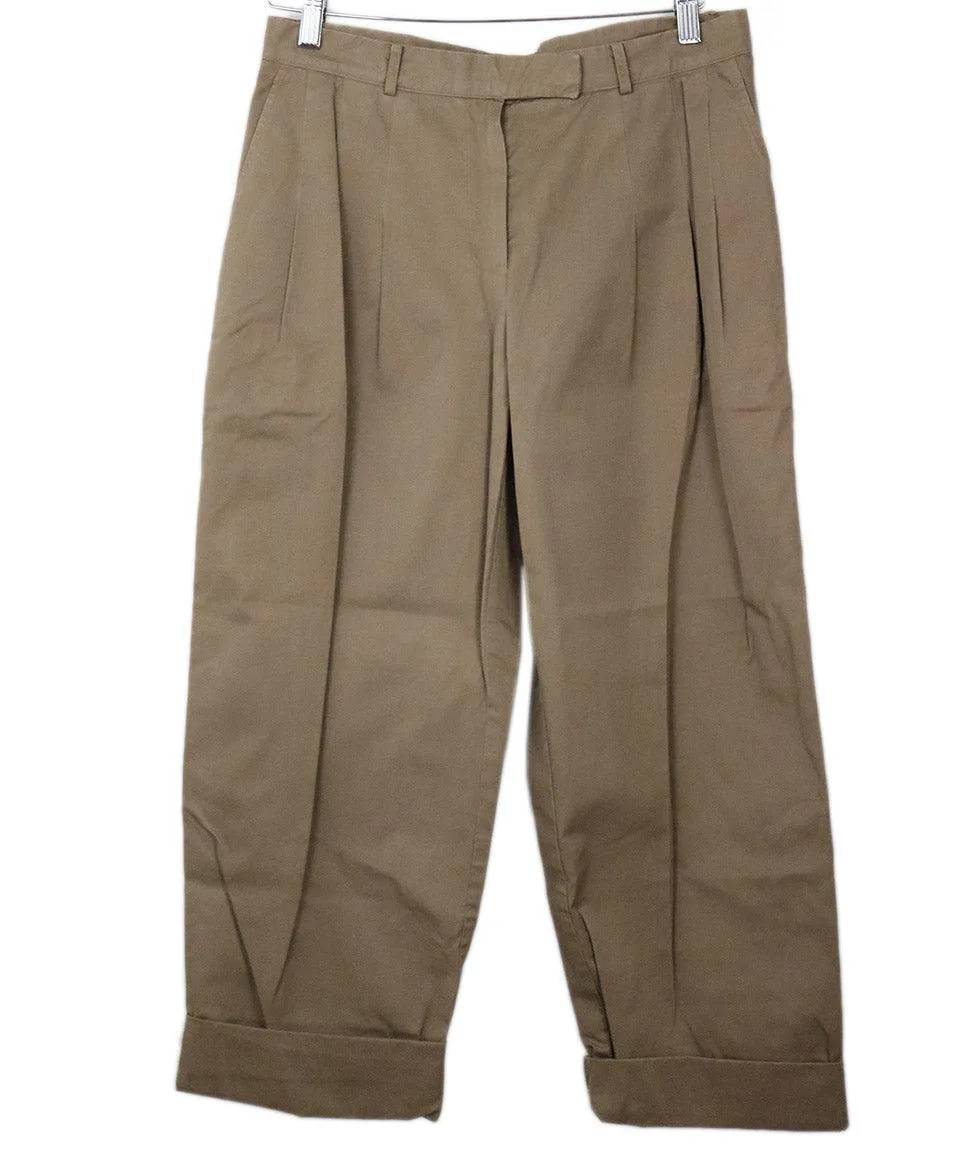 Lanvin Khaki Cotton Cropped Pants sz 6