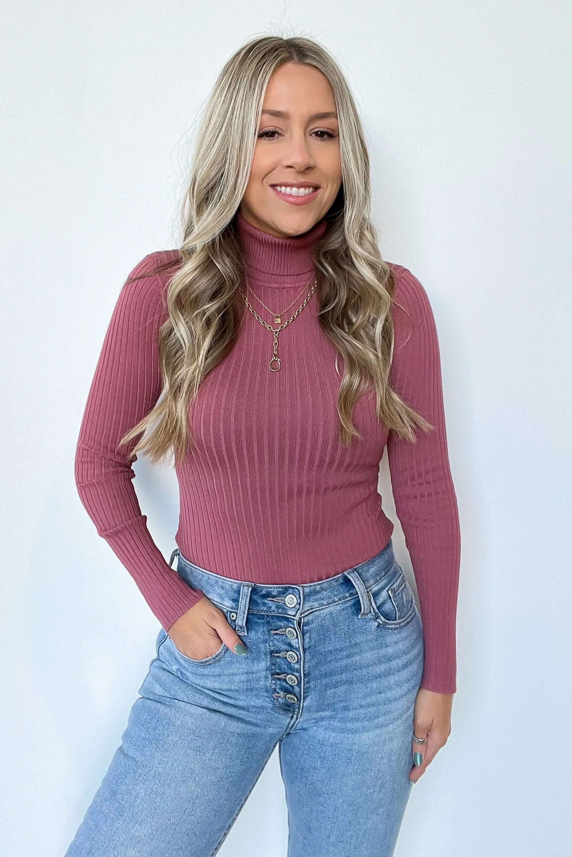 Linwood Ribbed Knit Turtleneck Bodysuit - FINAL SALE