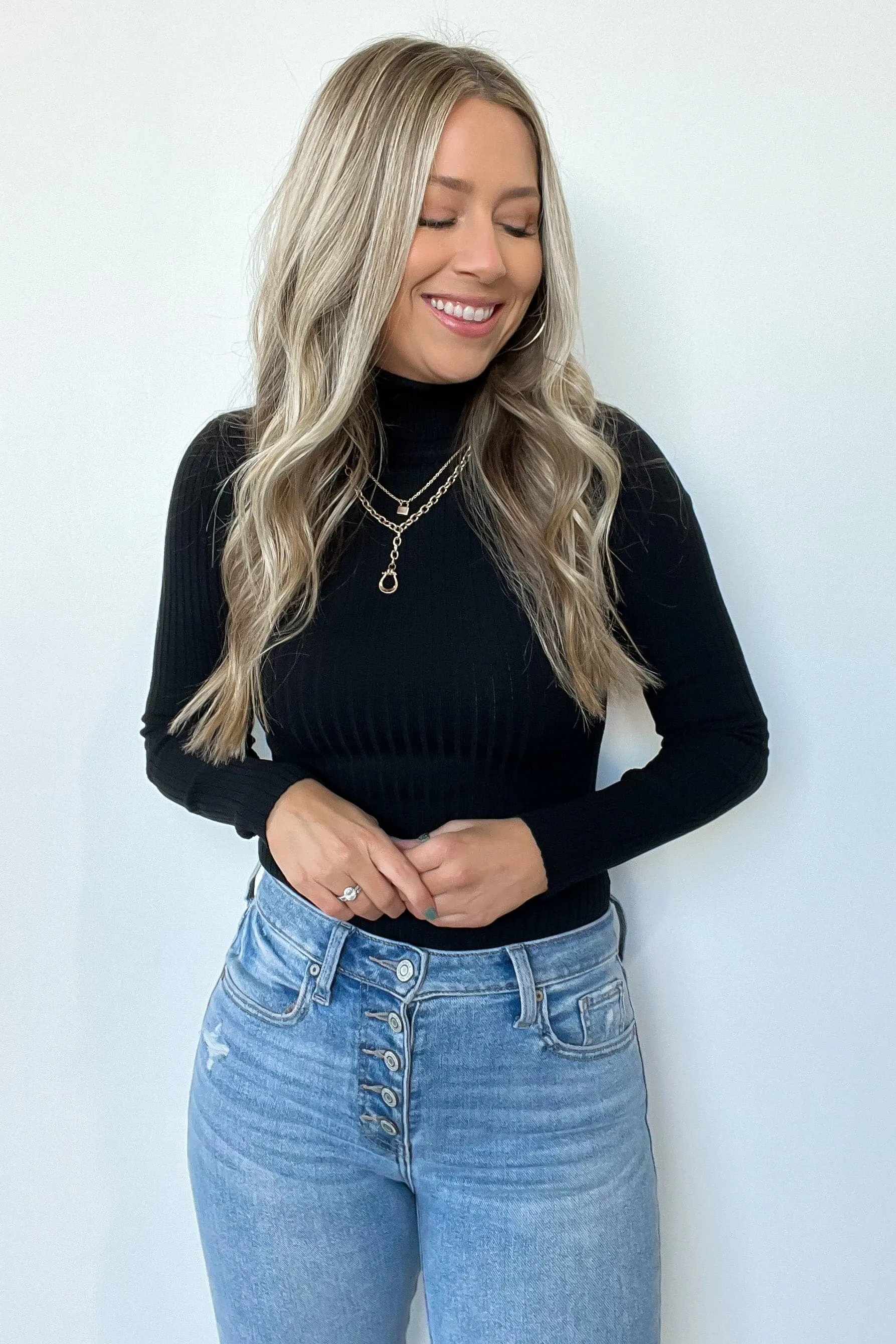 Linwood Ribbed Knit Turtleneck Bodysuit - FINAL SALE