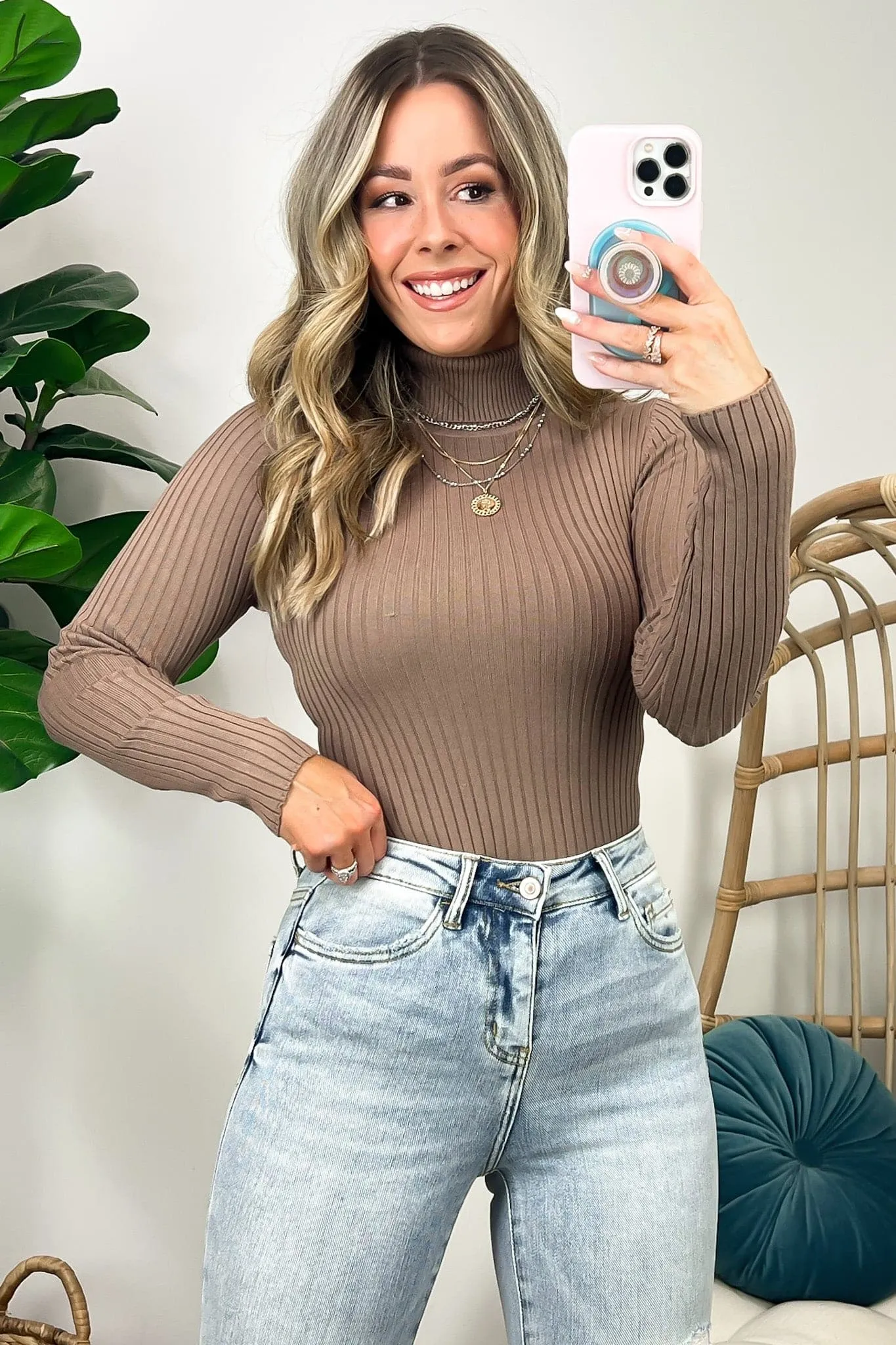 Linwood Ribbed Knit Turtleneck Bodysuit - FINAL SALE