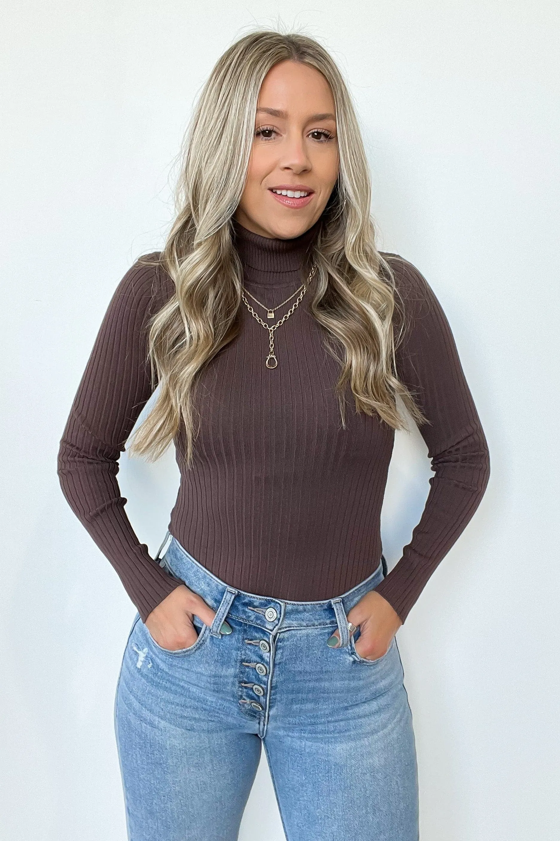 Linwood Ribbed Knit Turtleneck Bodysuit - FINAL SALE